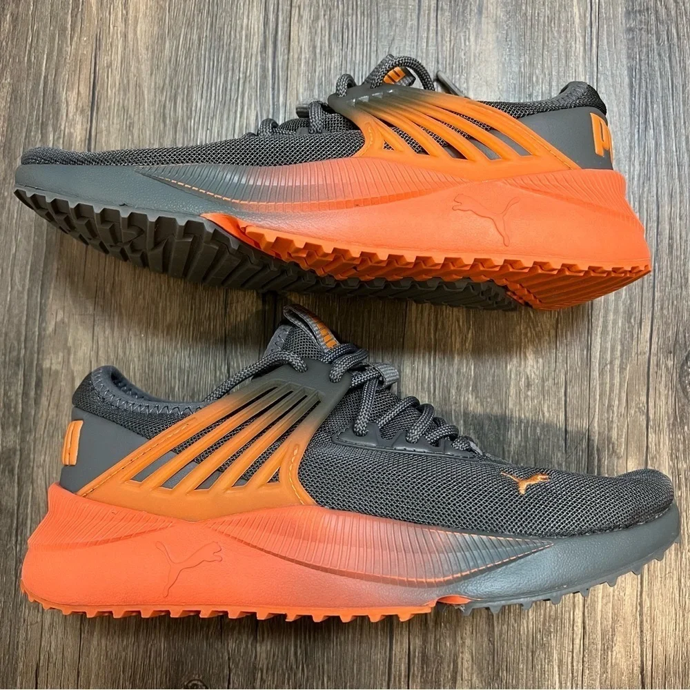 Puma Pacer Future 2Tone Lace Up Youth Grey Orange Sneakers Tennis Shoes Size 5.5